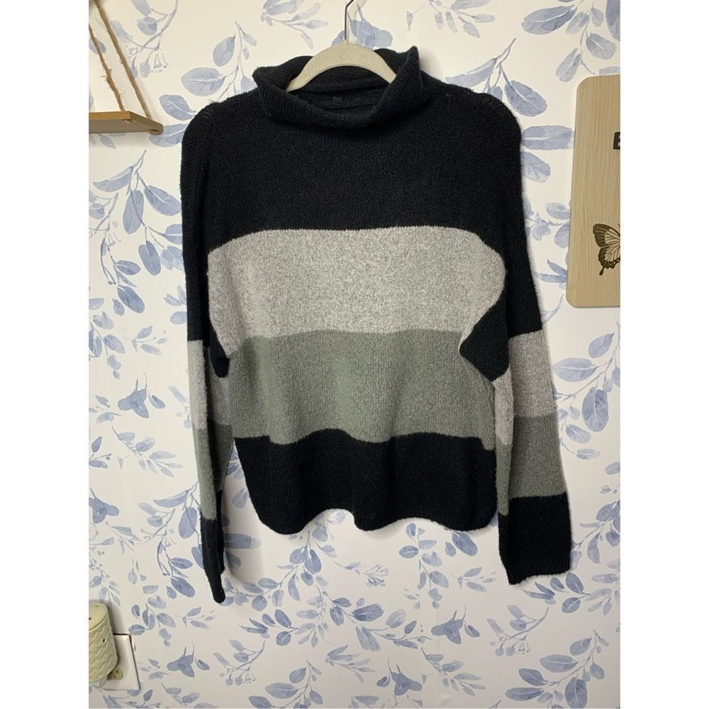 Cliché Color Block Turtleneck Pullover Sweater Size L